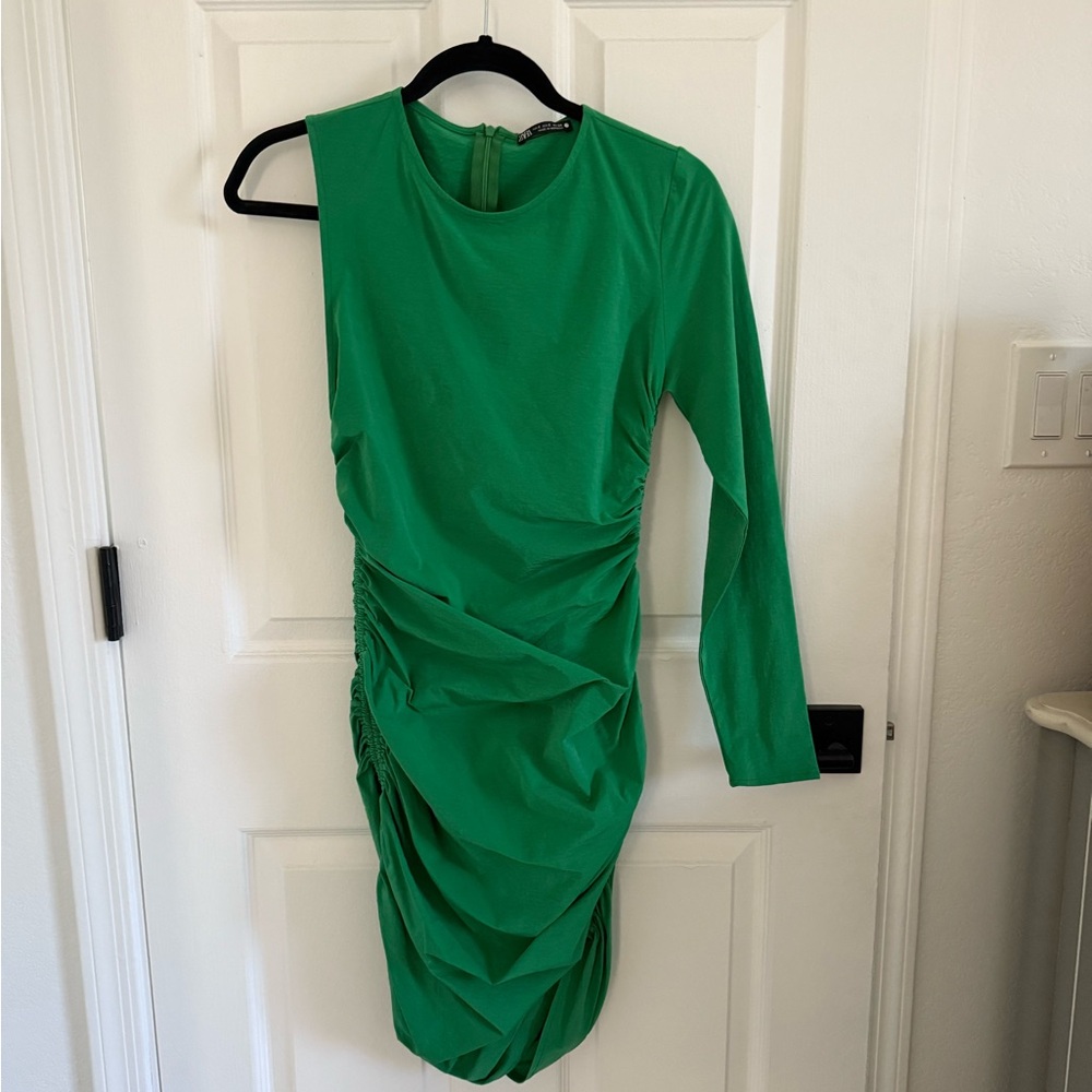 Zara Emerald One Shoulder Dress